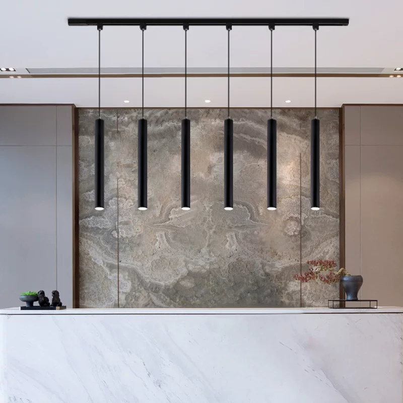 led吊线射灯明装筒灯免开孔圆形餐厅吊灯商用办公室过道轨道射灯