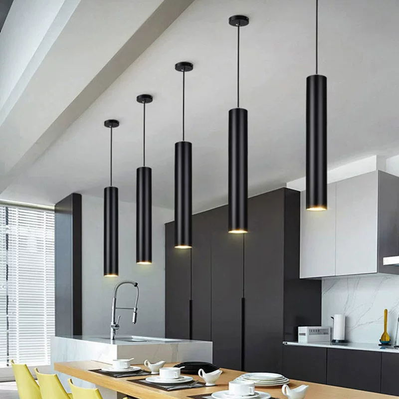 led吊线射灯明装筒灯免开孔圆形餐厅吊灯商用办公室过道轨道射灯