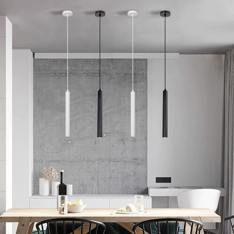 led吊线射灯明装筒灯免开孔圆形餐厅吊灯商用办公室过道轨道射灯