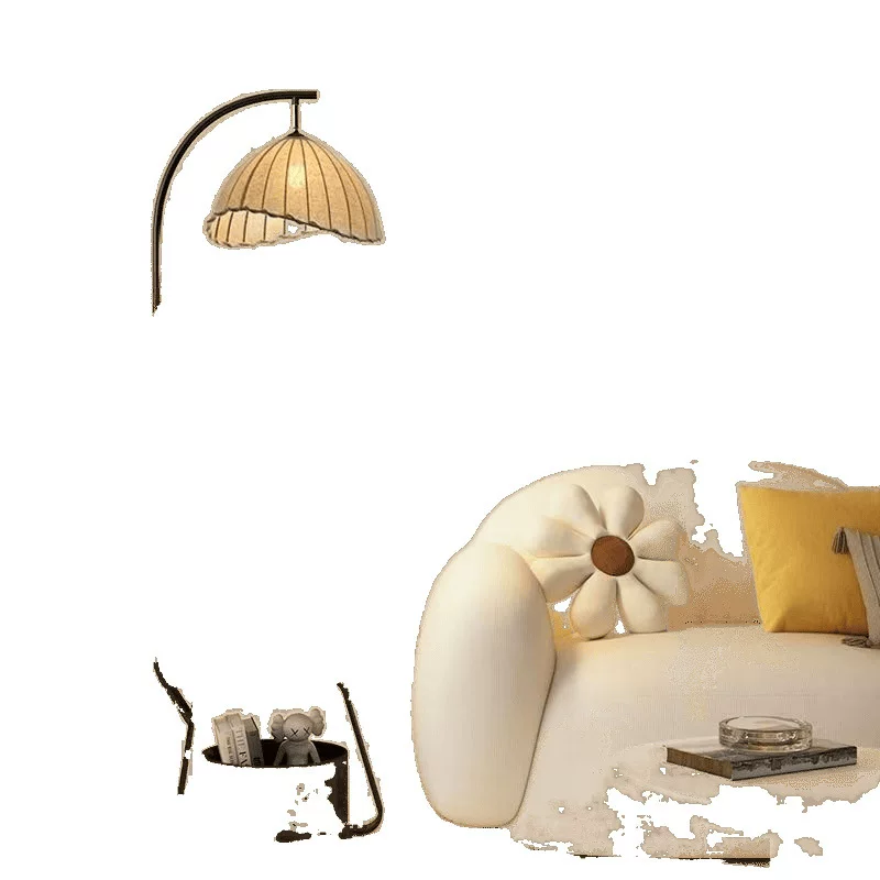 落地灯中古风卧室床头柜一体柚子灯客厅沙发旁氛围茶几钓鱼灯具