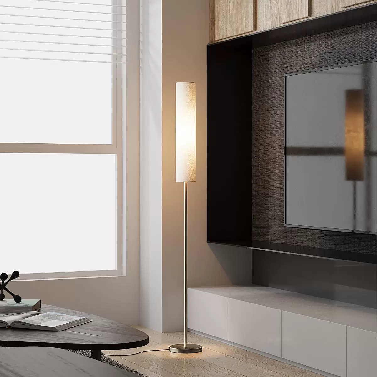 简约客厅长筒落地灯卧室床头布艺立式台灯北欧极简温馨氛围灯