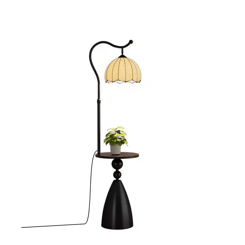 迪格雅中古客厅沙发旁置物架一体落地灯卧室床头氛围感护眼柜台灯