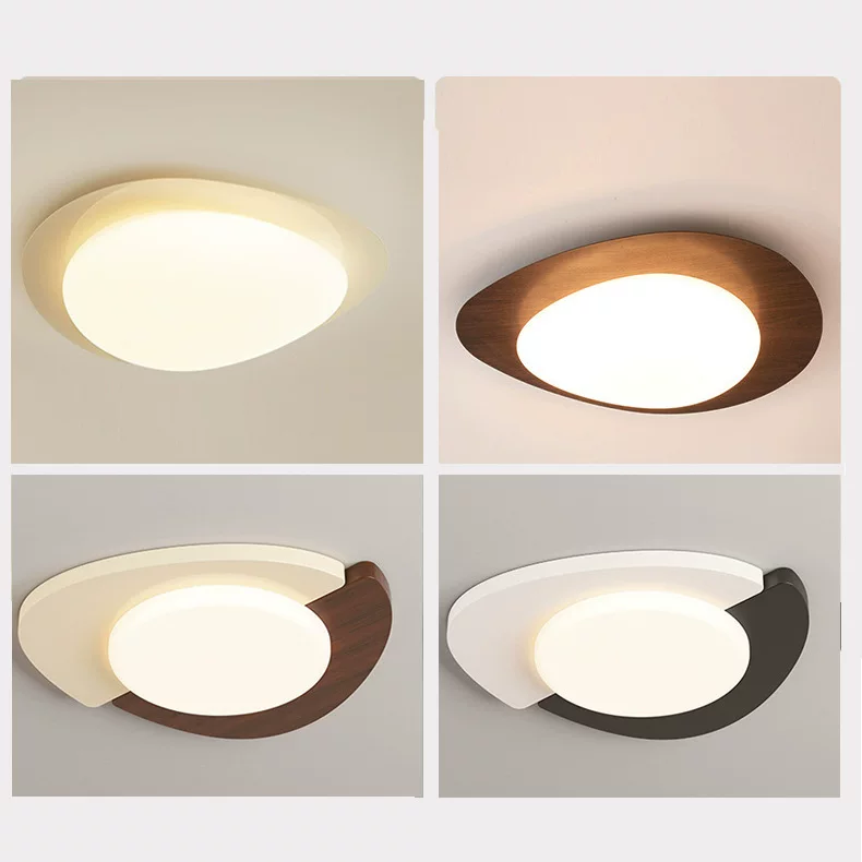 现代简约中古网红吸顶灯创意胡桃木色卧室书房间灯高亮护眼阳台灯