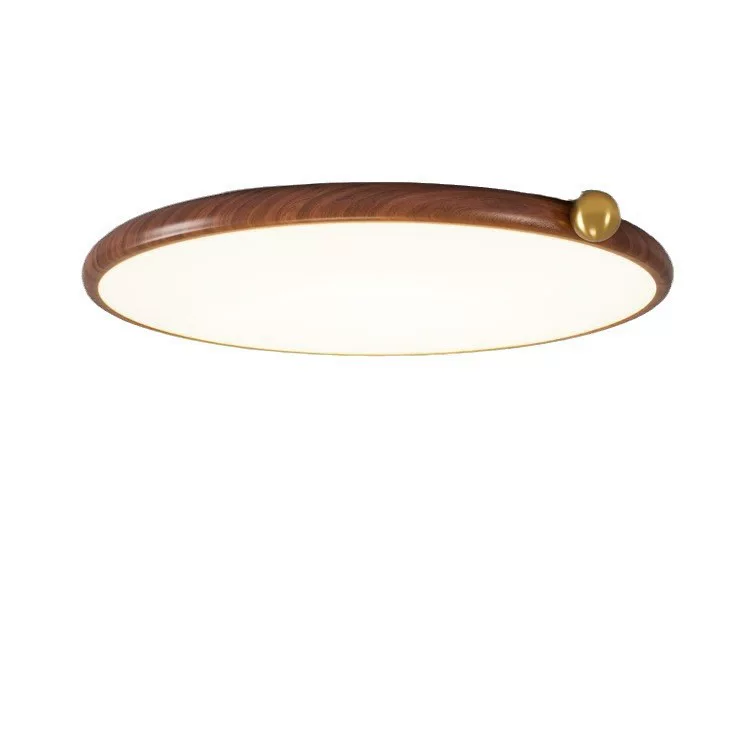 全光谱日式护眼吸顶灯卧室侘寂风简约超薄胡桃木纹房间北欧书房灯