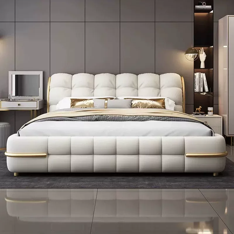 轻奢高端豪华软体床1.8米主卧双人床1.5米储物单人床家用真皮床