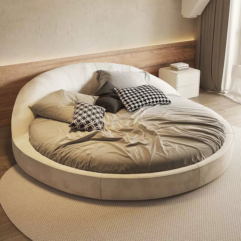 伽玛大圆床双人床主卧室布艺意式现代简约豪华别墅法式浪漫婚床