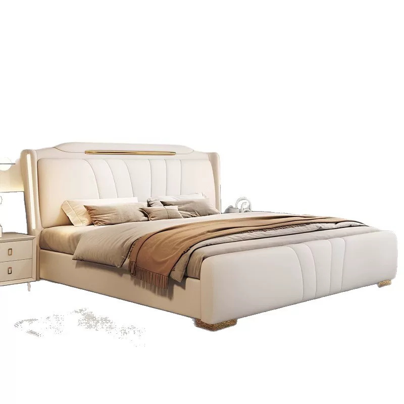 现代高级感软包床简约时尚主卧双人床多功能储物1.8米皮床抽屉婚