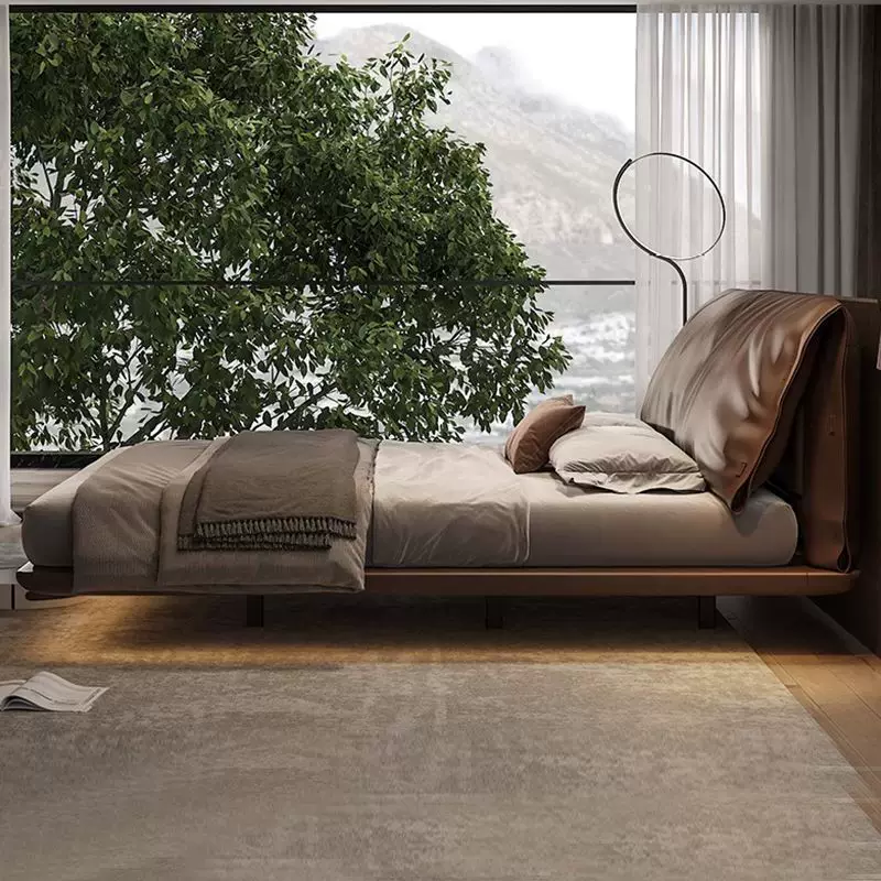 大象耳朵悬浮床新款意式轻奢床现代卧室双人真皮大床简约软靠婚床