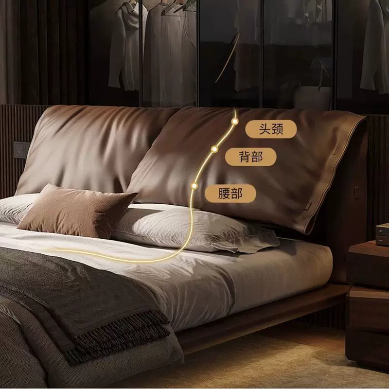 大象耳朵悬浮床新款意式轻奢床现代卧室双人真皮大床简约软靠婚床