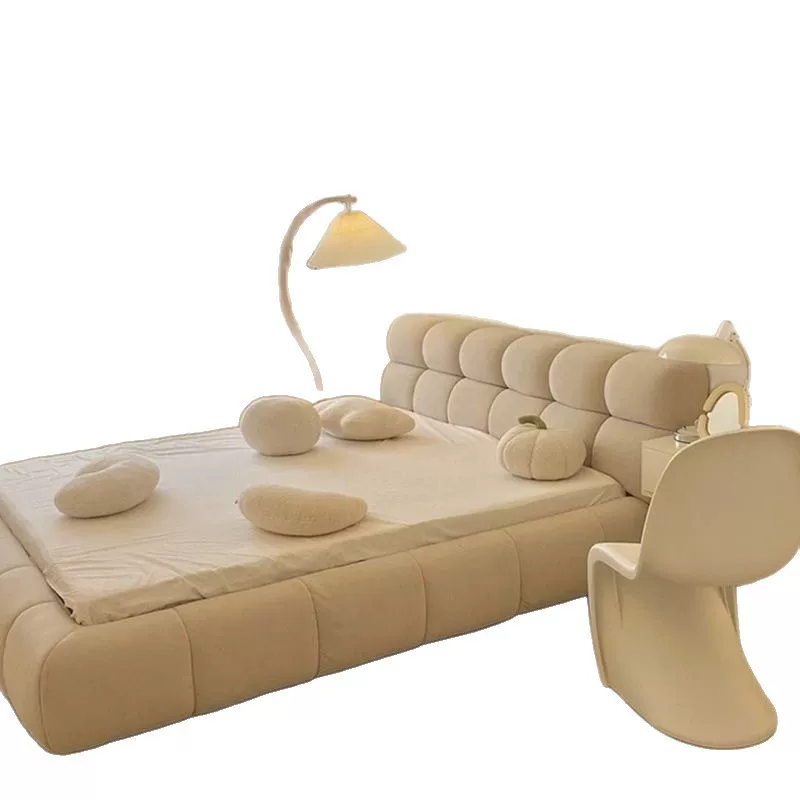 简约奶油泡芙床1.8米主卧双人床1.5米小户型家用储物网红云朵婚床