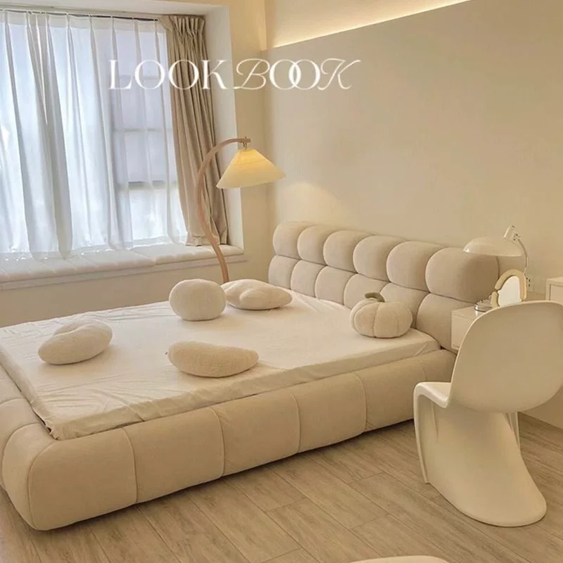 简约奶油泡芙床1.8米主卧双人床1.5米小户型家用储物网红云朵婚床