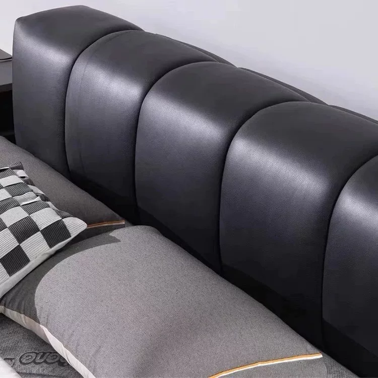 新款卧室家用实木床设计师款实木床1米8真皮床现代结婚床双人床