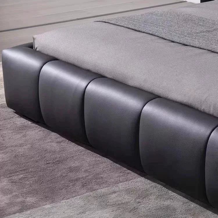 新款卧室家用实木床设计师款实木床1米8真皮床现代结婚床双人床