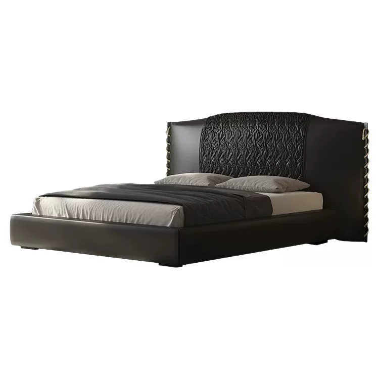 主卧家用真皮大床意大利轻奢真皮床别墅宽屏床罗伯特同款双人婚床