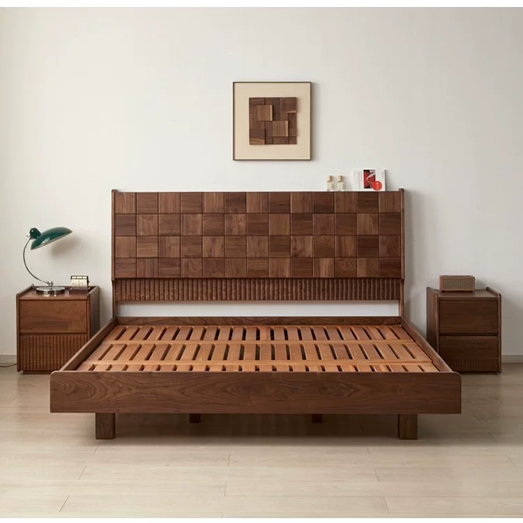 简约北美黑胡桃木床简约现代.米双人床悬浮床北欧全实木.米大床