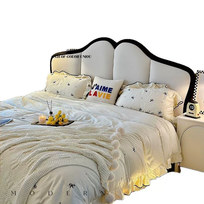 法式复古床蝴蝶床主卧室双人床网红奶油风公主床储物家用婚床