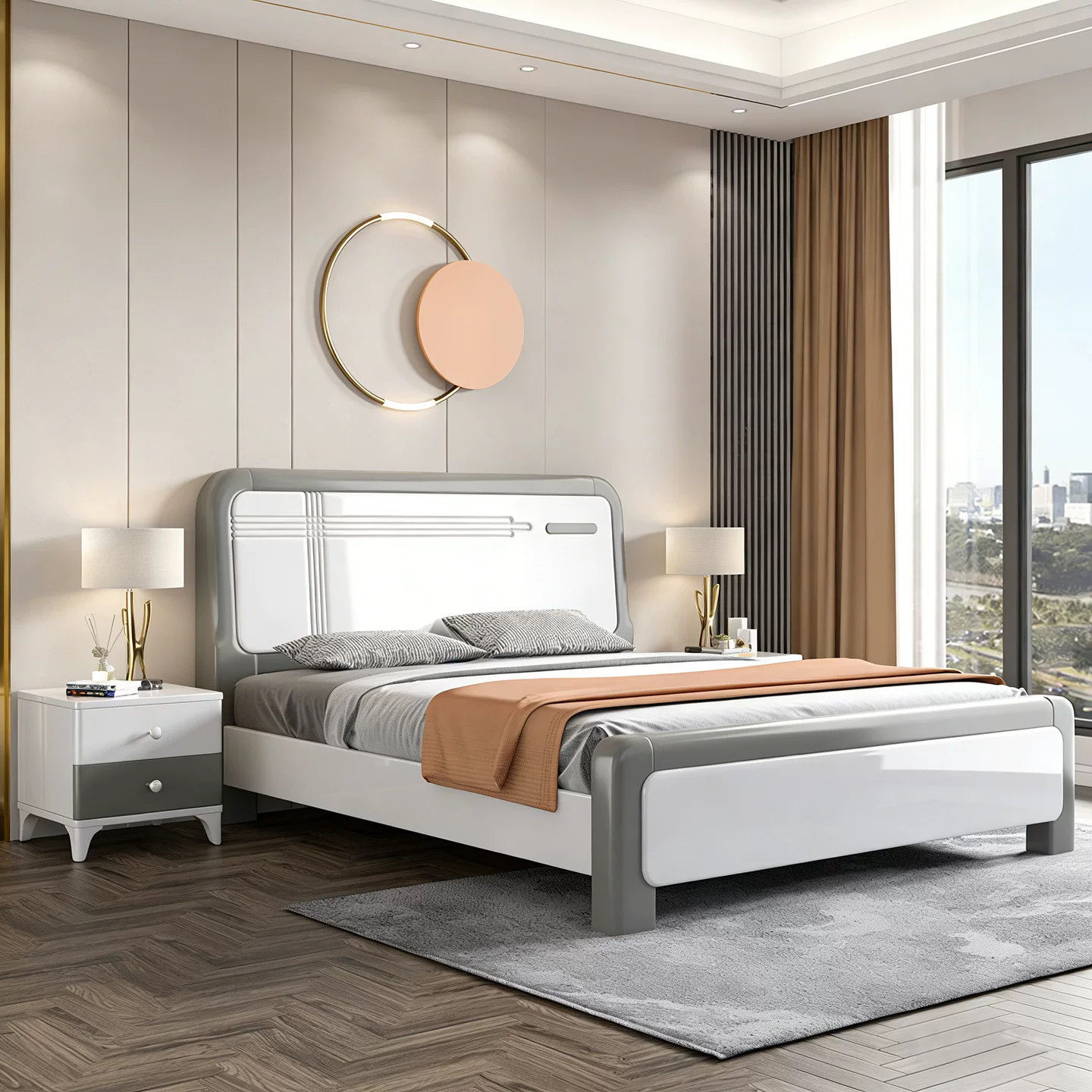 中式实木床现代简约1米8双人床主卧全实木双人床1.5M工厂直销床