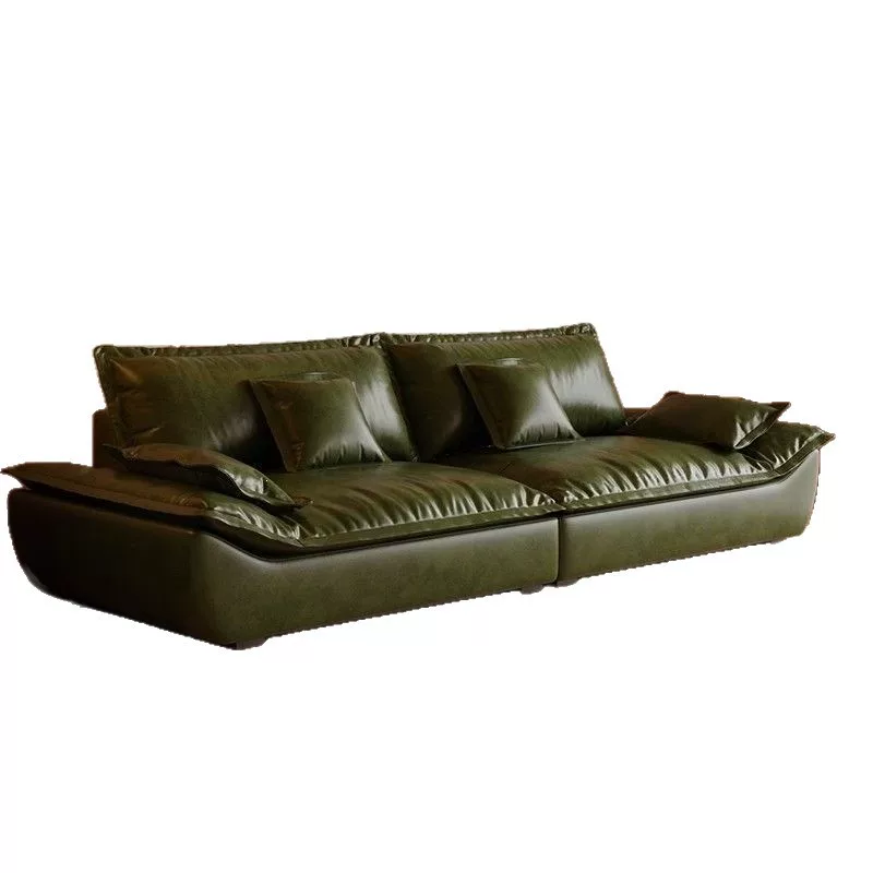 意式复古油蜡猫抓真皮沙发客厅小户型大坐深直排三人位直排沙发