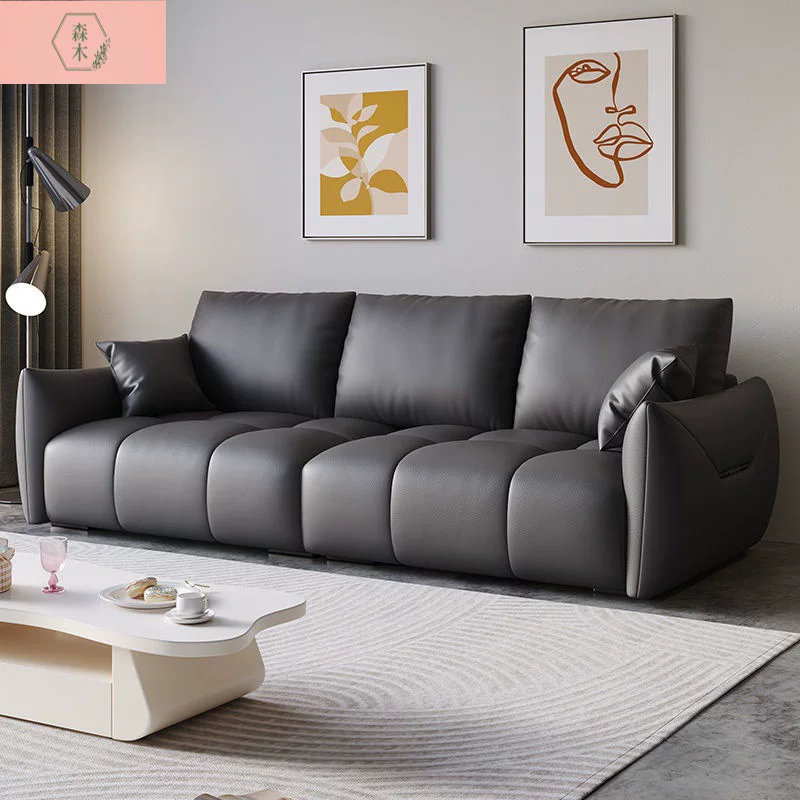 客厅三人座耐用直排沙发现代简约布艺皮艺钢琴键沙发简约新款沙发