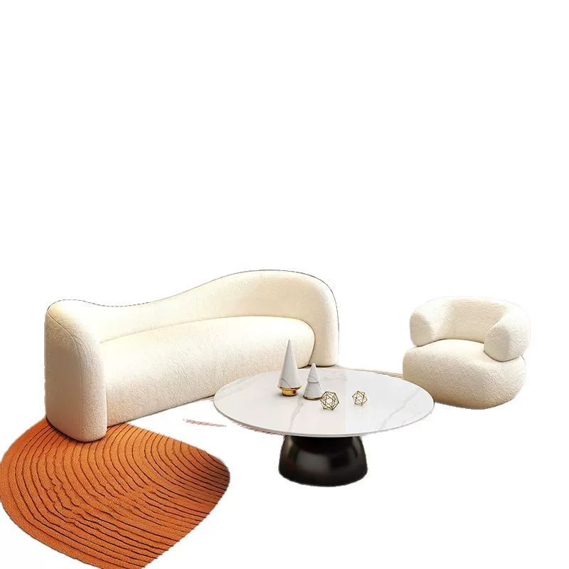 北欧奶油风沙发小户型客厅轻奢弧形沙发美容院异形沙发网红侘寂风