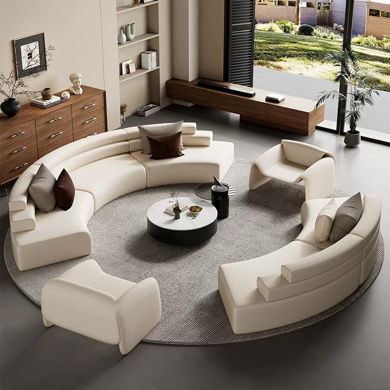 半圆弧形沙发办公室美容院休息区酒店大堂商务接待异形布艺沙发椅