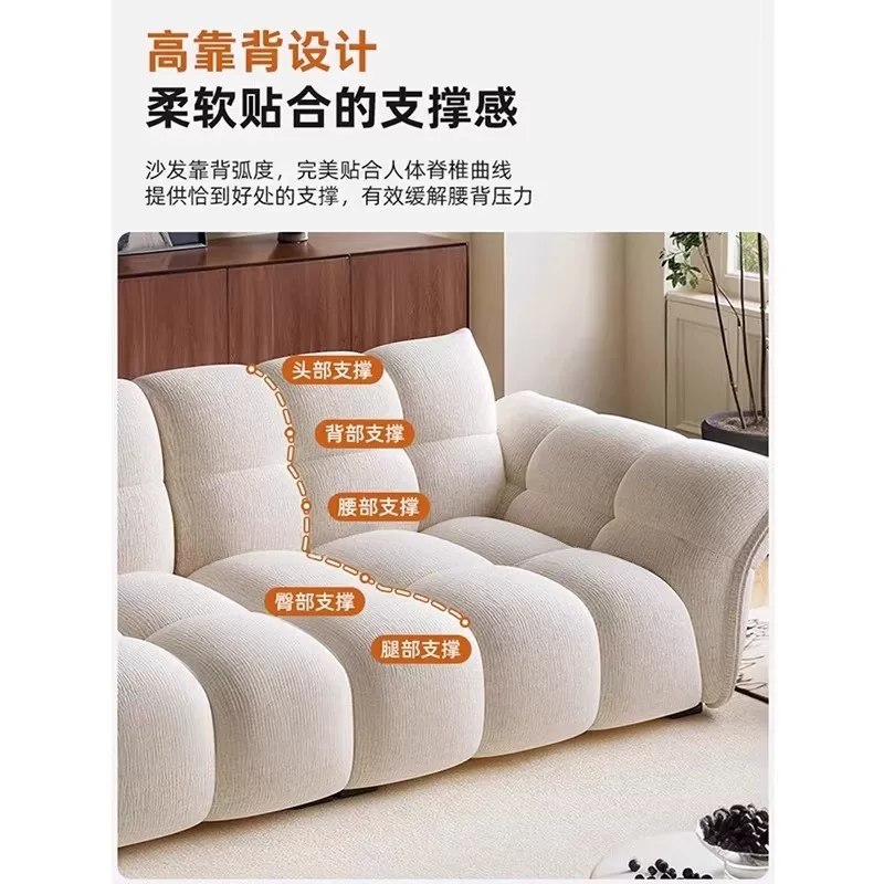 工厂直销法式奶油风百合花瓣沙发小户型客厅雪尼尔绒布艺直排沙发