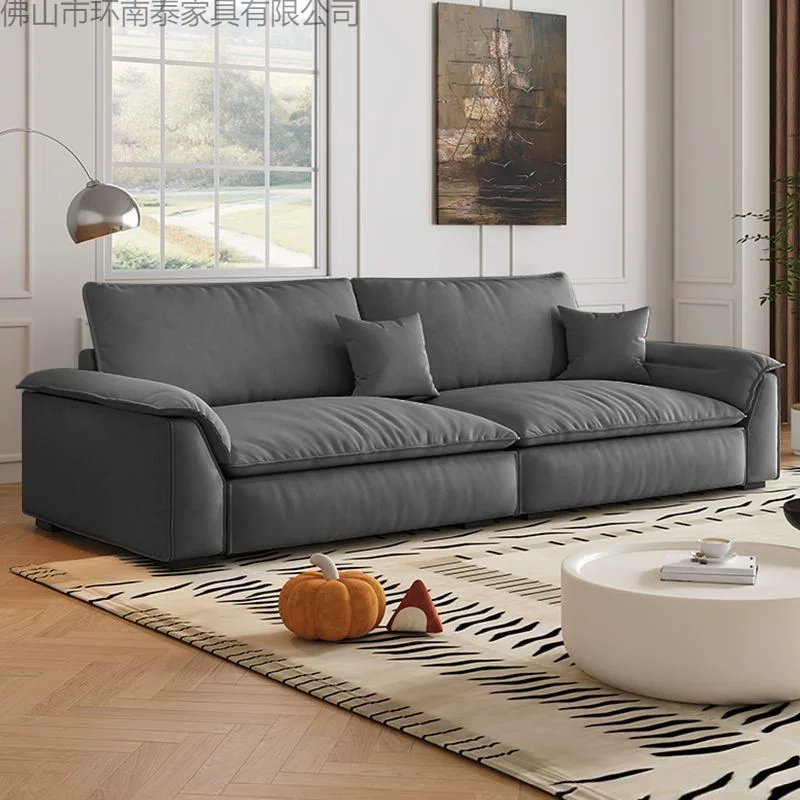 奶油风猫抓布艺沙发真皮沙发客厅小户型现代简约双人直排帆船沙发