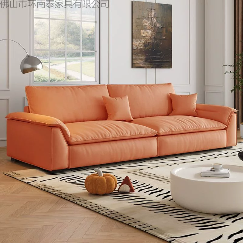 奶油风猫抓布艺沙发真皮沙发客厅小户型现代简约双人直排帆船沙发