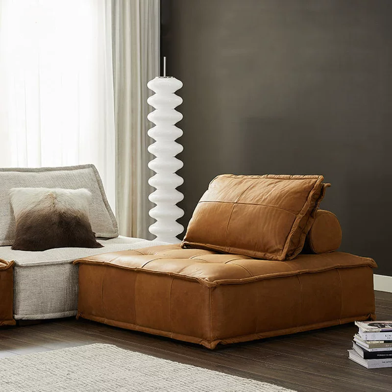 皮埃蒙特模块沙发客厅中古风小户型网红直排豆腐块皮艺布艺沙发