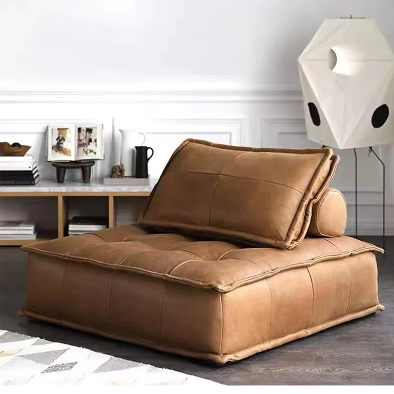 皮埃蒙特模块沙发客厅中古风小户型网红直排豆腐块皮艺布艺沙发