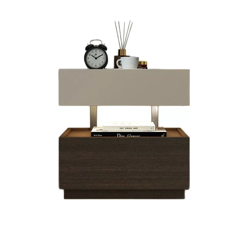 意式极简胡桃木实木悬浮床头柜家用卧室小型轻奢高级感床头收纳柜