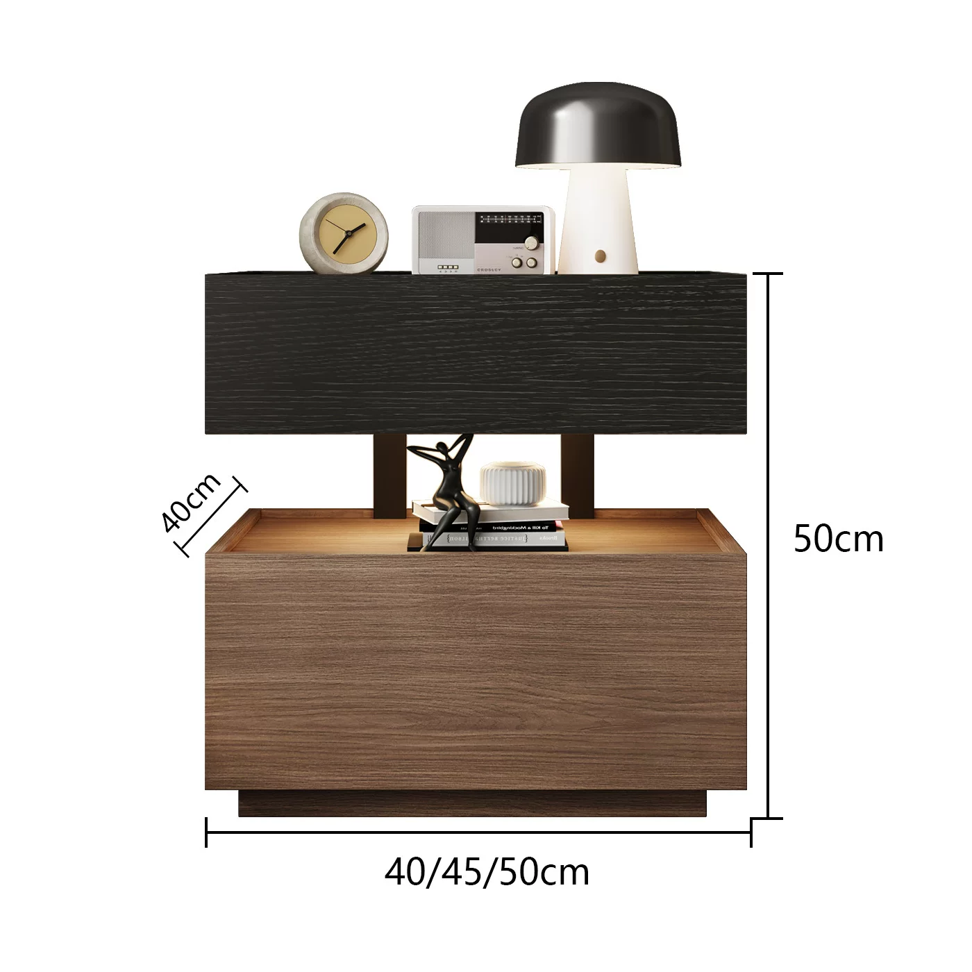 意式极简胡桃木实木悬浮床头柜家用卧室小型轻奢高级感床头收纳柜