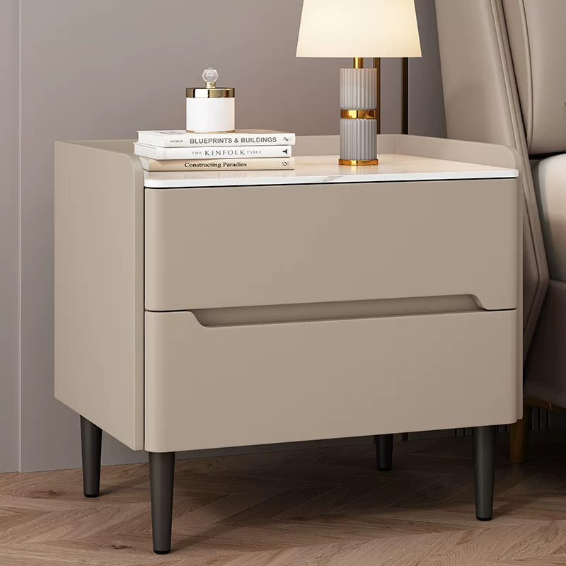 岩板床头柜全实木简约现代轻奢感家用卧室储物床边柜子小户型